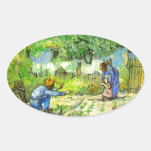 Erste Schritte, 1890 Vincent van Gogh. Ovaler Aufkleber