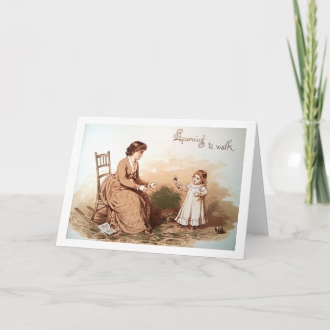 Erste Schritte des Babys Vintag Karte (Vorderseite)