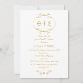 Erste Schritte in einer goldenen Rahmen Hochzeitsd Einladung