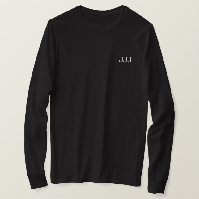 Erste Schritte "JJ-Monogramm" Besticktes Langarmshirt (Design vorne)