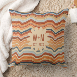 Erste Schritte Retro Streifen 70er Groovy Boho ter Kissen