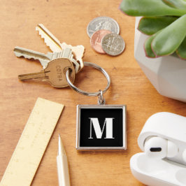 Erste Schwarz-weiße Anpassung von Monogramm Schlüsselanhänger