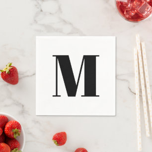 Erste Schwarz-weiße Anpassung von Monogramm Serviette