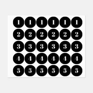 Erste / Schwarz-weiße Anzahl von Monogramm anpasse Etiketten