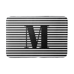 Erste Schwarz-weiße Streifen in Monogramm anpasse Badematte