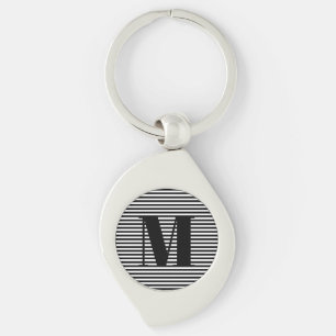 Erste Schwarz-weiße Streifen in Monogramm anpasse Schlüsselanhänger