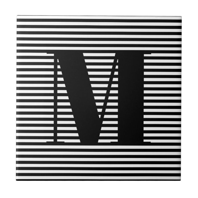 Erste Schwarz-weiße Streifen in Monogramm anpassen Fliese (Vorderseite)