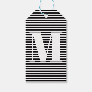 Erste Schwarz-weiße Streifen in Monogramm anpassen Geschenkanhänger