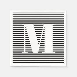 Erste Schwarz-weiße Streifen in Monogramm anpassen Serviette