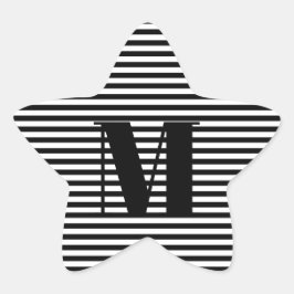 Erste Schwarz-weiße Streifen in Monogramm anpassen Stern-Aufkleber