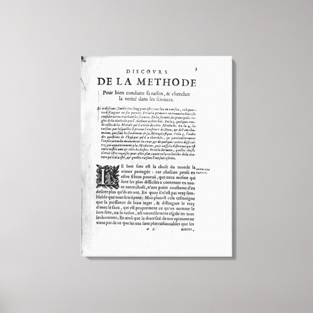 Erste Seite von "Discours de la Bique" von Rene Leinwanddruck (Vorderseite)
