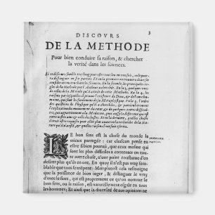 Erste Seite von "Discours de la Methode" durch Magnet