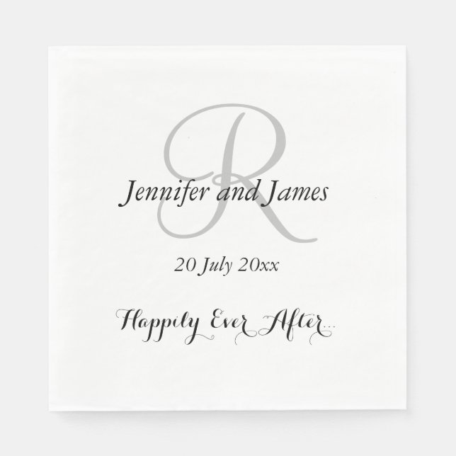 Erste Silver-Namen | Hochzeitspapier Napkins Serviette (Vorderseite)