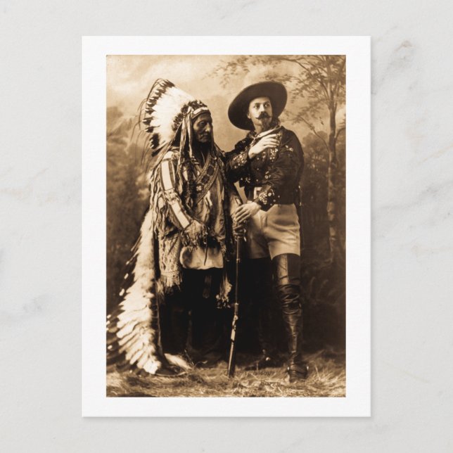 Erste Sitzung Bull und Buffalo Bill 1895 Postkarte (Vorderseite)