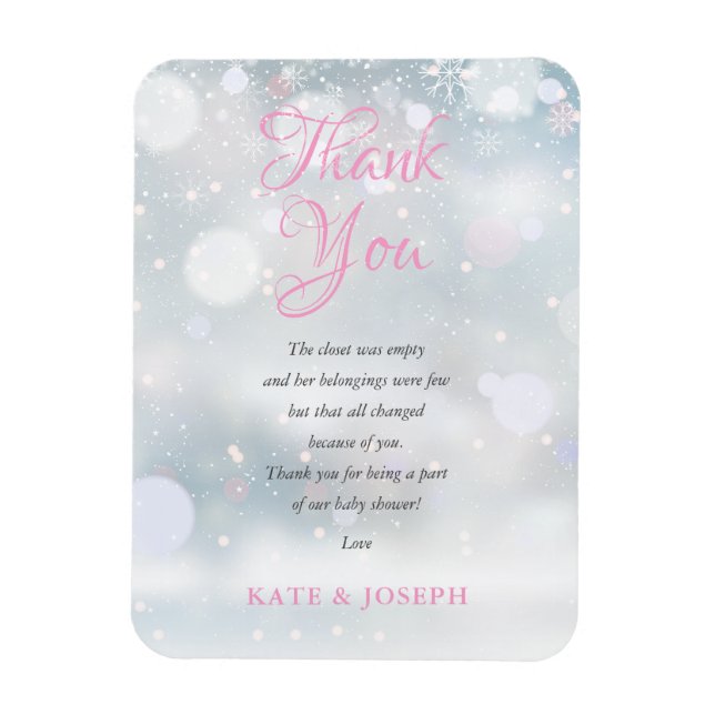 Erste Snowflakes Baby Dusche Danke Gedicht Magnet (Vertikal)