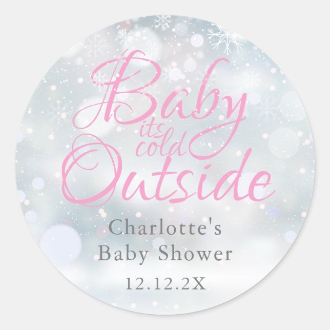 Erste Snowflakes Baby seine kalte Außendusche Runder Aufkleber (Vorderseite)