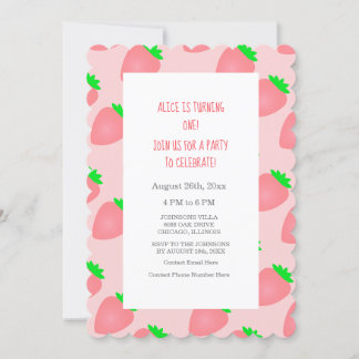 Erste Sommer Geburtstag Strawberry Baby Girl Einladung