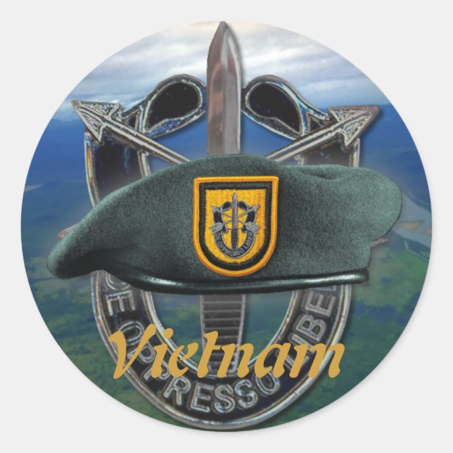 Erste Sondereinheiten Green Berets Group Namensauf Runder Aufkleber (Vorderseite)