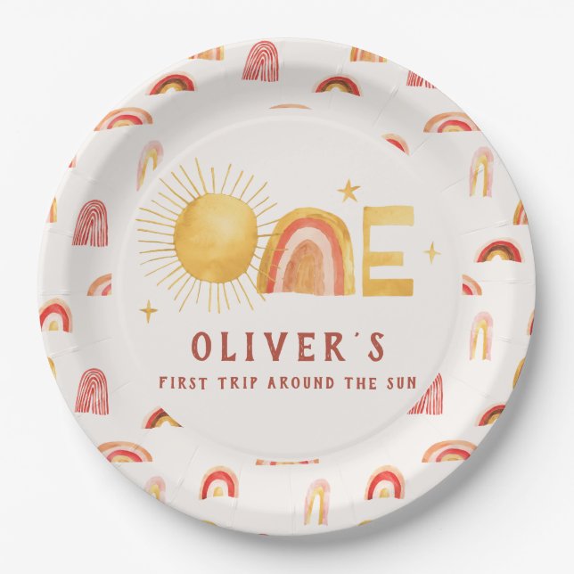 Erste Sonnenreise | 1. Geburtstag Party Pappteller (Vorderseite)
