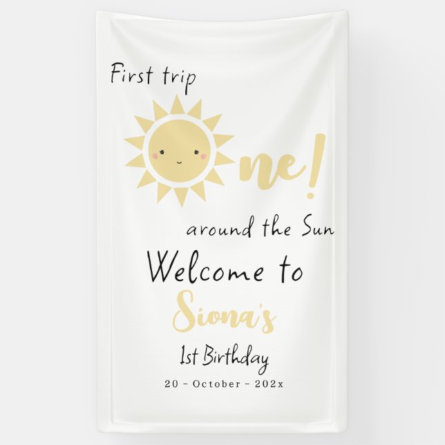 Erste Sonnenreise Niedlich 1. Geburtstag Banner (Vertikal)