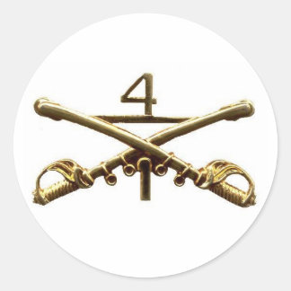 Erste Squadron Vierte Kavallerie Brass Runder Aufkleber