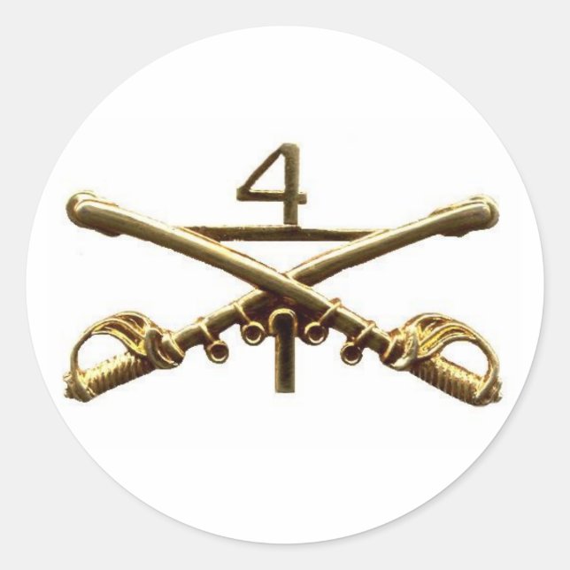 Erste Squadron Vierte Kavallerie Brass Runder Aufkleber (Vorderseite)