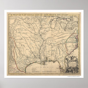 Erste Staaten Karte von Senex 1721 Poster