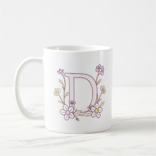 Erste Tasse des Blumendesigns Monogramm D