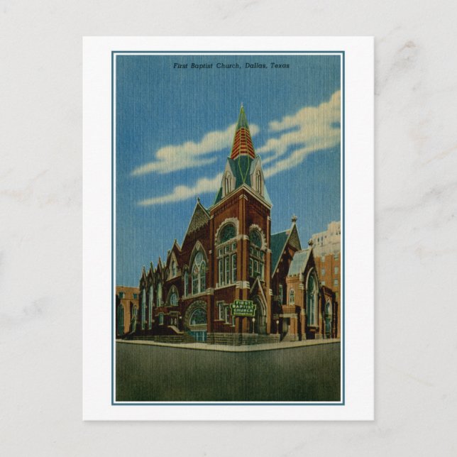 Erste Taufkirche Dallas TX Vintag Postkarte (Vorderseite)