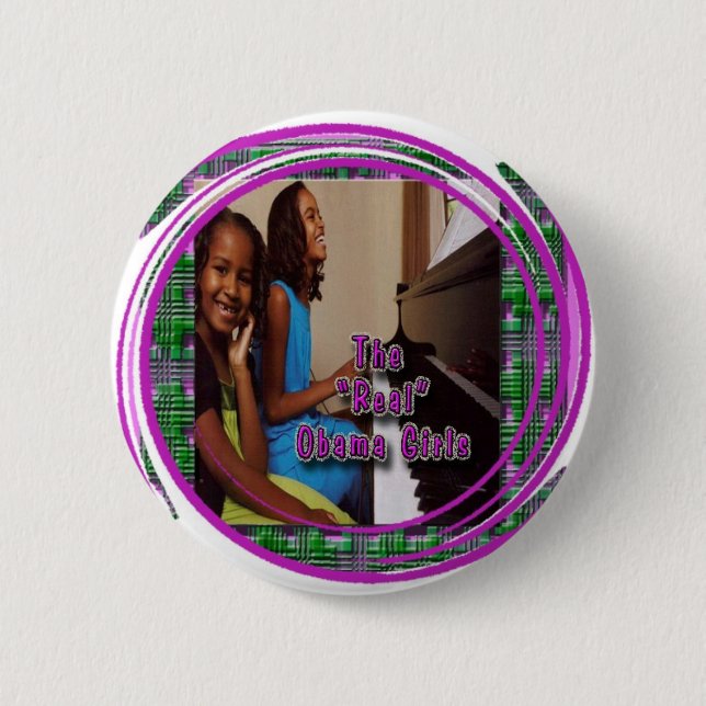 ERSTE TÖCHTER: SASHA U. MALIA OBAMA MÄDCHEN BUTTON (Vorderseite)