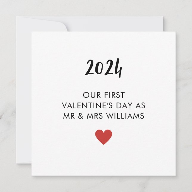 Erste Valentine Verheiratet als Mr. und Mrs. Card Karte (Vorderseite)