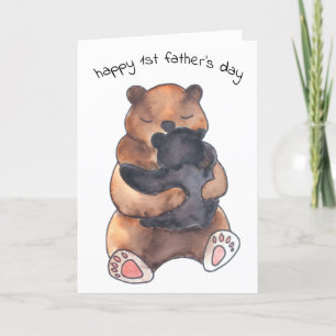 Erste Vatertag Süße Babybär Umarmung Karte