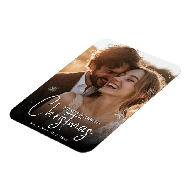 Erste Verheiratete Weihnachts-Custom-Foto Magnet (Linke Seite)
