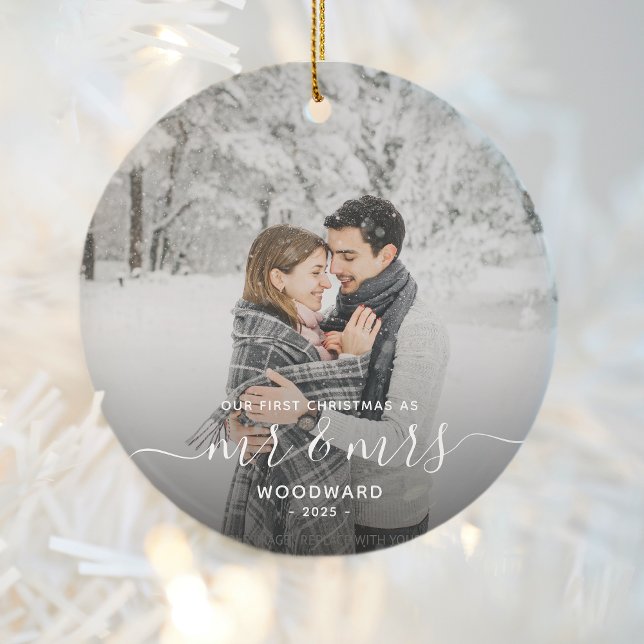 Erste Verheiratete Weihnachts Custom Foto White Sc Keramik Ornament (Von Creator hochgeladen)