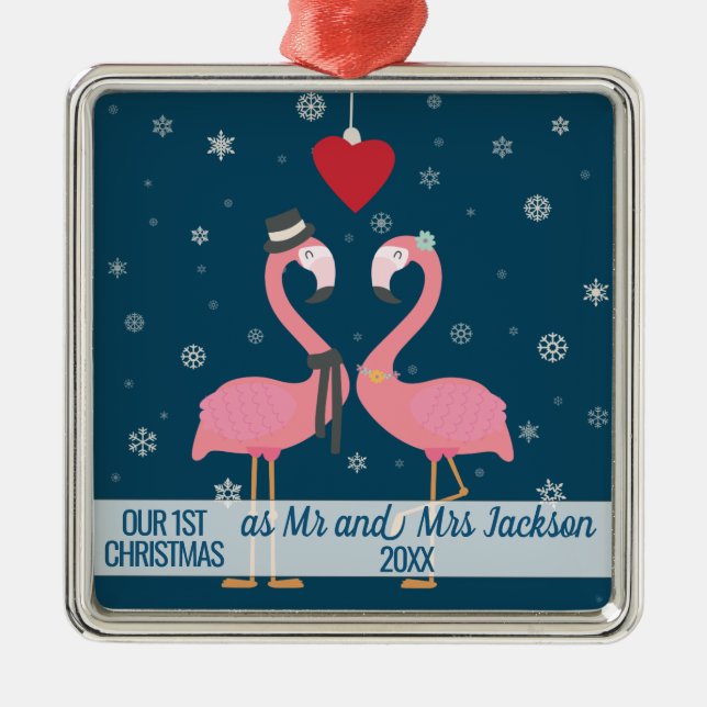 Erste verheiratete Weihnachtsbramingos Ornament Aus Metall (Vorne)