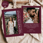 Erste Verheiratete Weihnachtsfeier Foto Newlyweds  Feiertagskarte<br><div class="desc">Feiern Sie einen wunderschönen Meilenstein mit dem Minimal First als Mr. und Mrs. Merry und Verheiratetes Weihnachts-Foto Newlyweds Burgundy Ehe Ankündigung Holiday Card. Dieses elegante und gepflegte Design macht Ihr liebstes Foto zu einem ganz besonderen Erlebnis. Die verheiratete Weihnachtskarte des Hauses ist das erste Weihnachtsfest. Ideal, um Freude, Liebe und...</div>