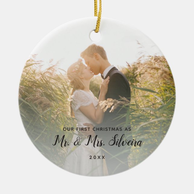 Erste Verheiratete Weihnachtsfeier Frau Double Sid Keramik Ornament (Vorne)