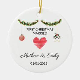 Erste Verheiratete Weihnachtsschmuck, Verheiratete Keramik Ornament