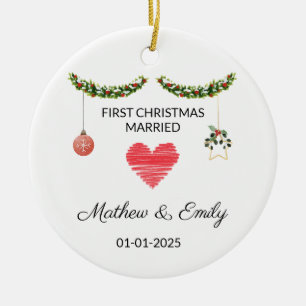 Erste Verheiratete Weihnachtsschmuck, Verheiratete Keramik Ornament