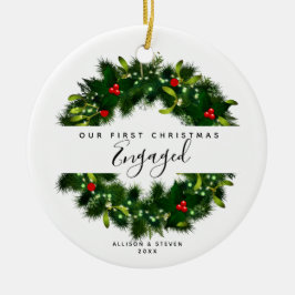 Erste Verlobung Moderne Paare Personalisiert Keramik Ornament