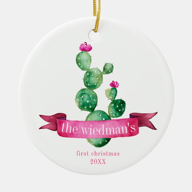 Erste Verzierung der Kaktus-Wüsten-Familie Keramik Ornament (Vorne)
