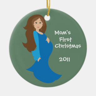 Erste Verzierung der Mama Weihnachts- blaues Keramik Ornament