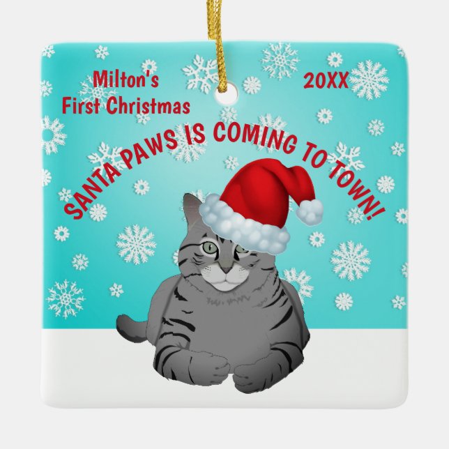 Erste Verzierung der personalisierten Katze Keramikornament (Vorderseite)