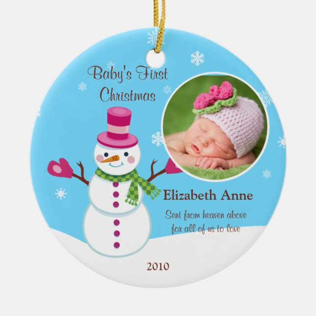 Erste Verzierung des Babys Weihnachts Keramik Ornament (Vorne)