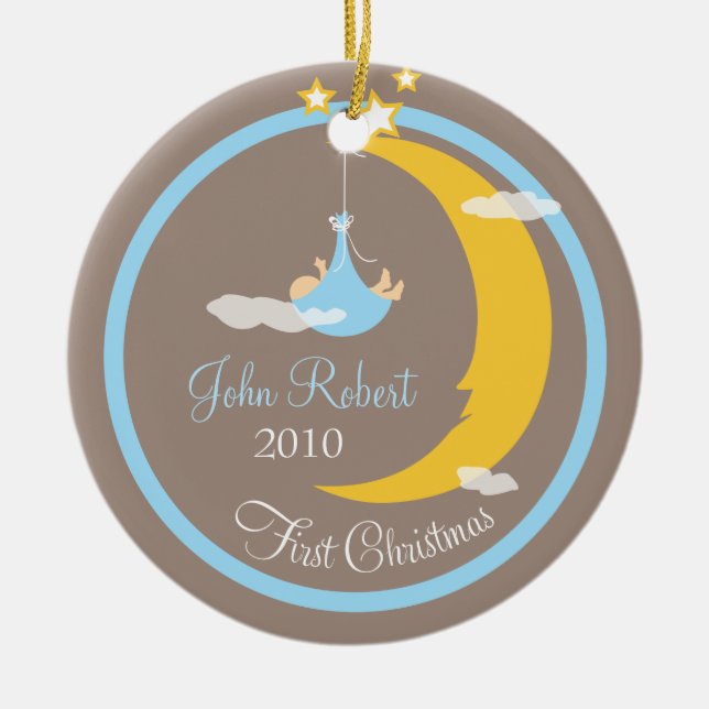 Erste Verzierung des Babys Weihnachts Keramik Ornament (Vorne)