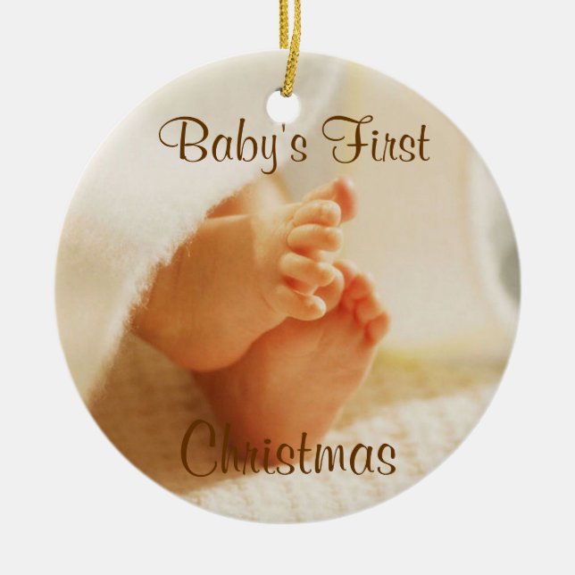 Erste Verzierung des Babys Weihnachts Keramikornament (Vorne)