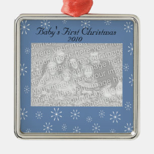 Erste Verzierung des Babys Weihnachts Silbernes Ornament