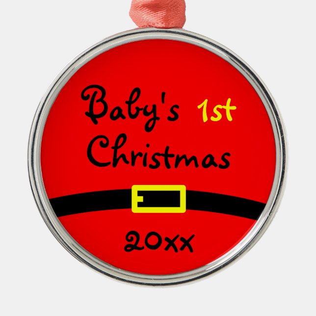 Erste Verzierung des Babys Weihnachtsmit Jahr Ornament Aus Metall (Vorne)