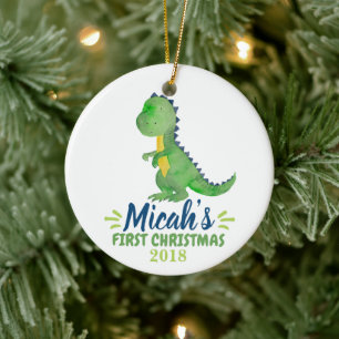 Erste Verzierung des Dinosaurier-Babys Weihnachts Keramik Ornament