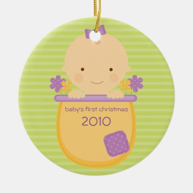 Erste Verzierung des Flowerpot-Babys Weihnachts Keramik Ornament (Vorne)